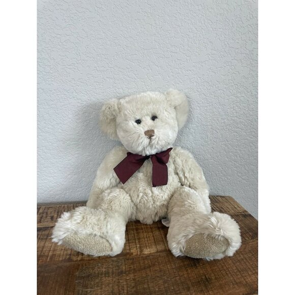 Russ JACKSON SHAGGY CREAM WHITE TEDDY BEAR Bombay Stores STUFFED PLUSH TOY Cute - Picture 7 of 7